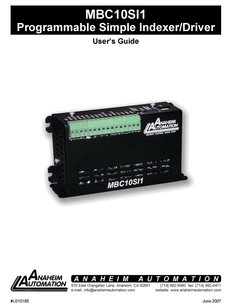 Anaheim Automation PROGRAMMABLE SIMPLE INDEXER/DRIVER MBC10SI1 User manual