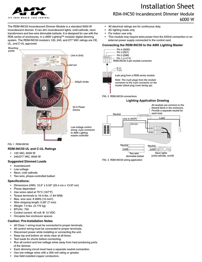 AMX Incandescent Dimmer Module RDM-INC50 Installation sheet AMX Incandescent Dimmer Module RDM-INC50 Installation sheet