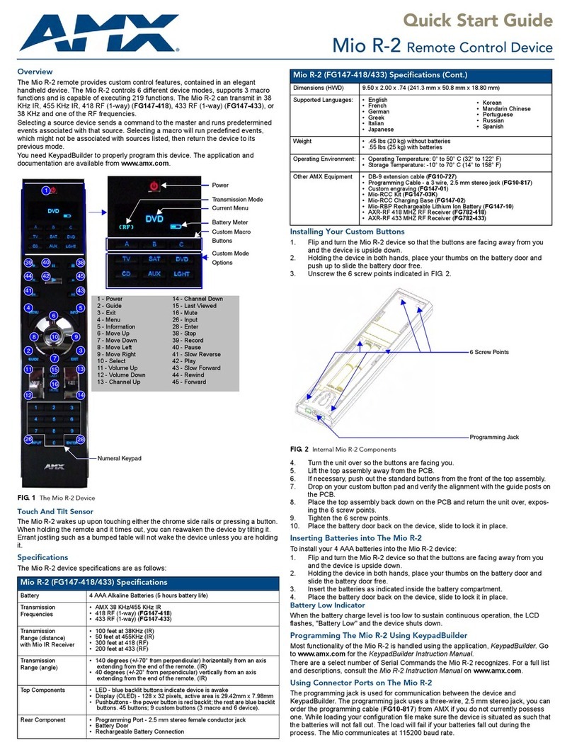 AMX Mio R-2 quick start guide