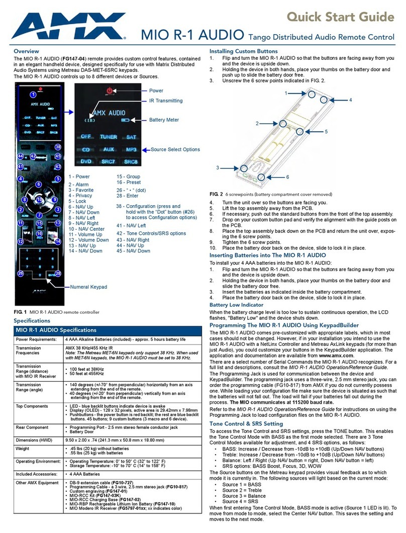 AMX MIO R-1 AUDIO quick start guide