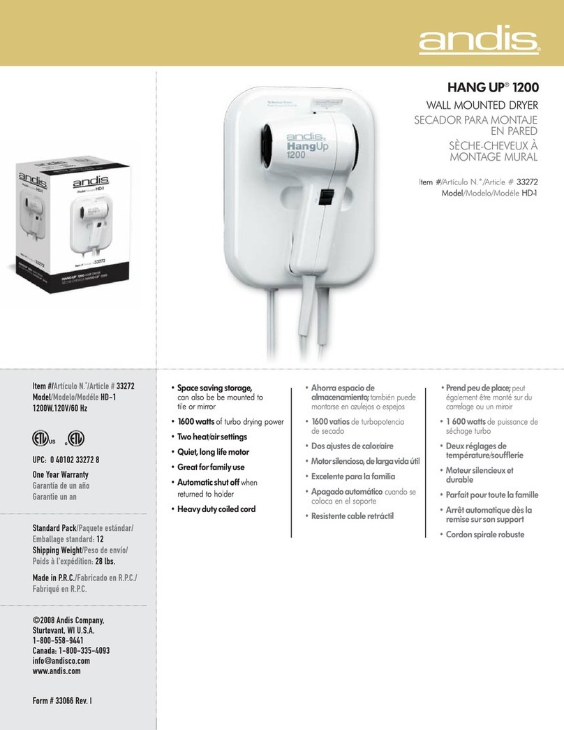 Andis HD-1 Specification sheet