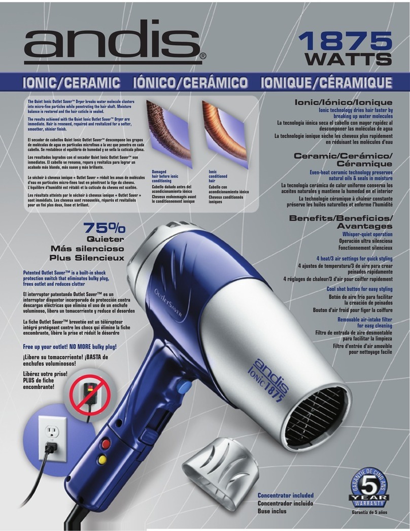 Andis Ionic Ceramic 1875 Watts Specifications