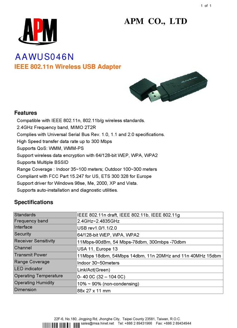 APM IEEE 802.11n Wireless USB Adapter AAWUS046N User manual