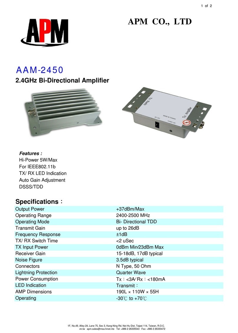 APM 2.4GHz Bi-Directional Amplifier AAM-2450 Specifications