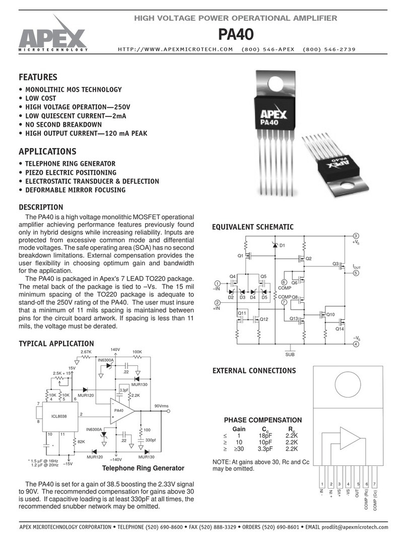 Apex Digital PA40 Specification sheet