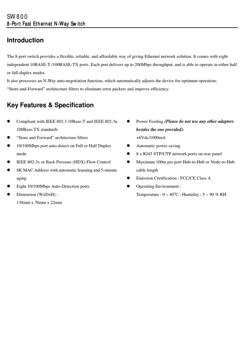 Abocom SW800 Specification sheet