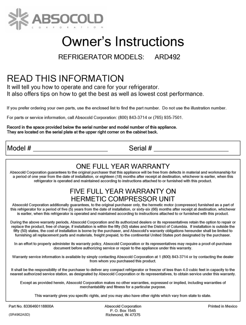 Absocold Corp ARD492 User manual Absocold Corp ARD492 User manual
