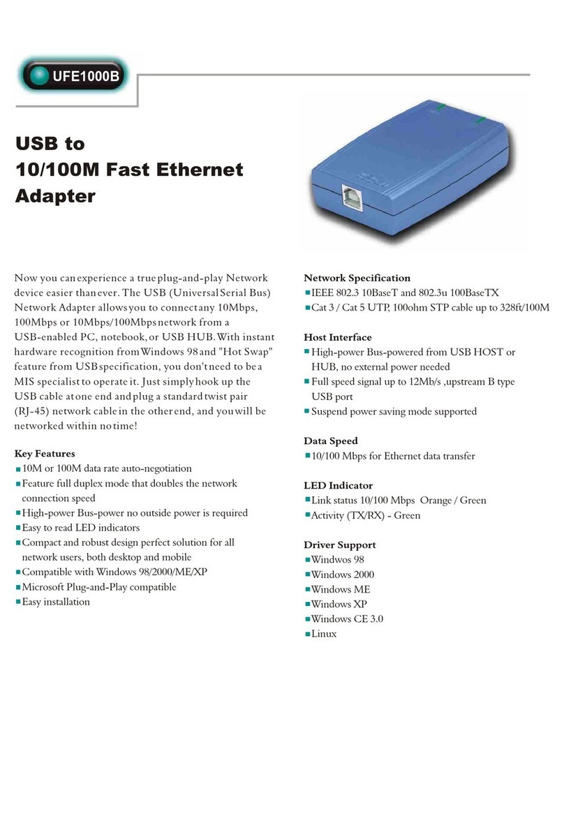 Abocom UFE1000B Specification sheet