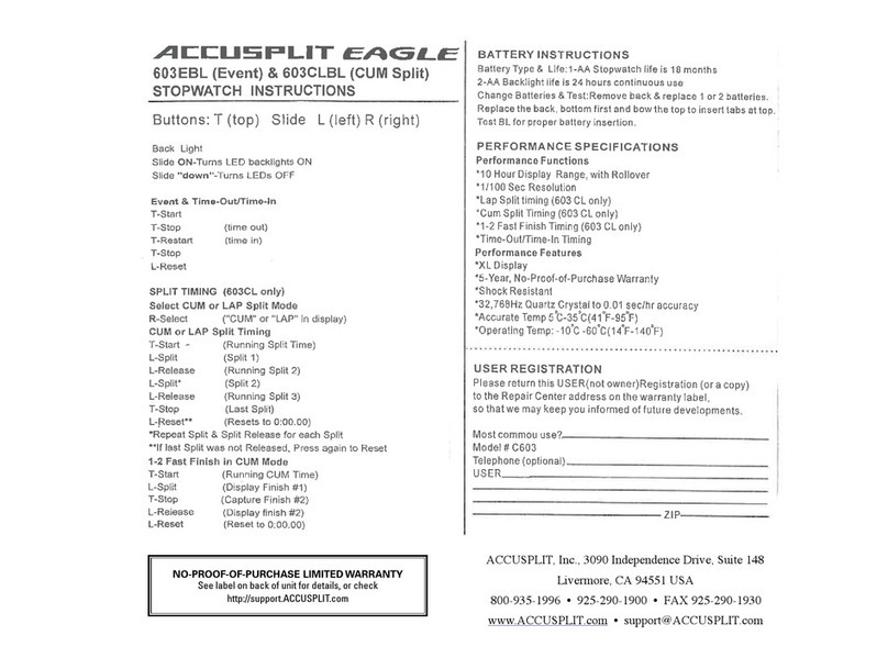 Accusplit Eagle 603CL instructions