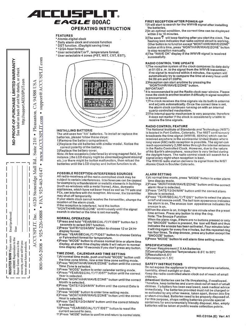 Accusplit AE800AC User manual Accusplit AE800AC User manual
