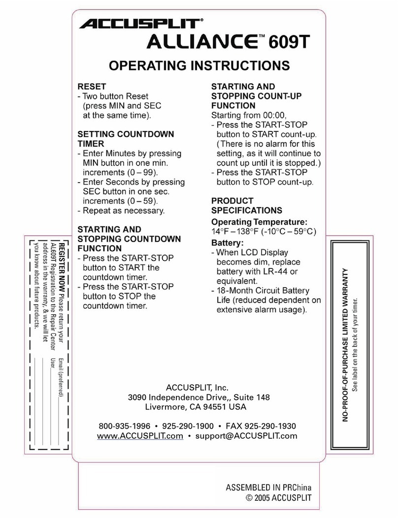 Accusplit Alliance 609T operating instructions