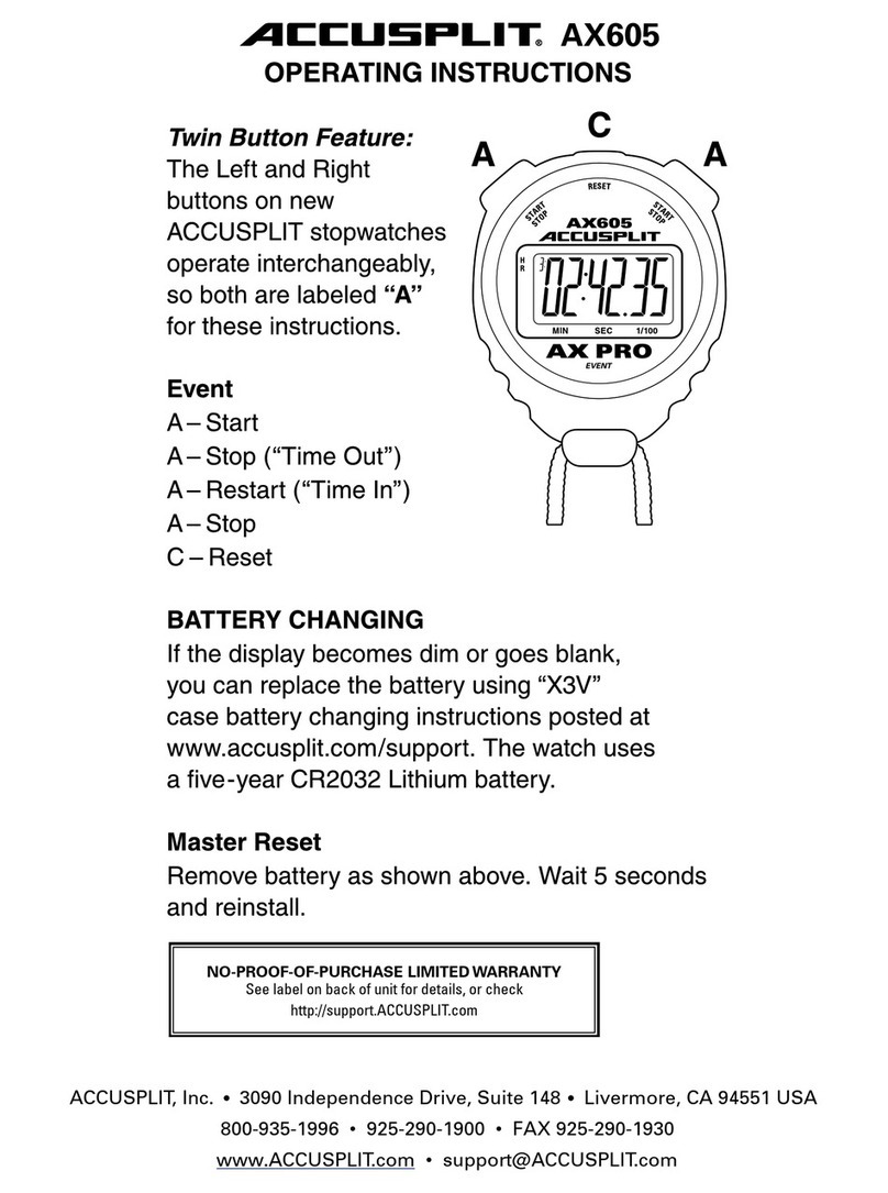 Accusplit AX605 operating instructions