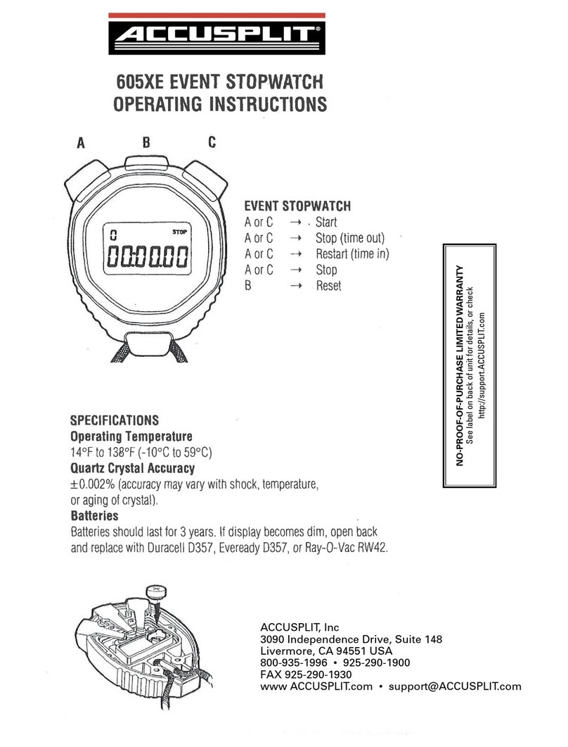 Accusplit 605XE operating instructions