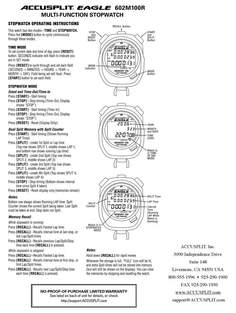Accusplit Eagle 602M100R User manual Accusplit Eagle 602M100R User manual