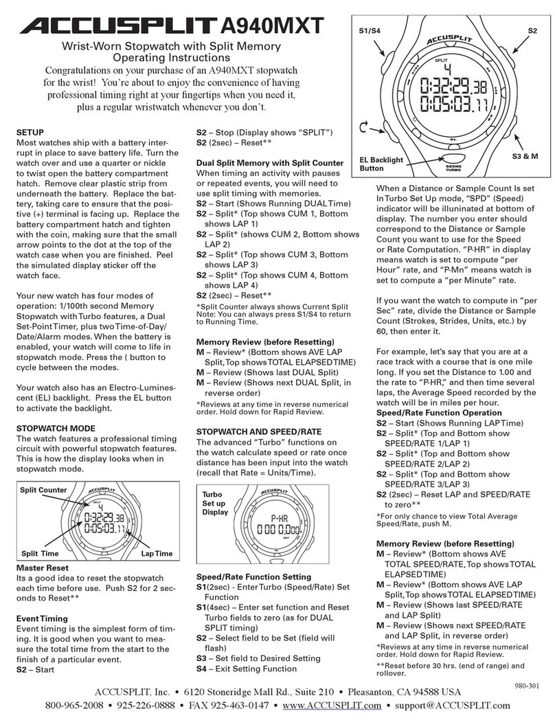 Accusplit 980-301 User manual Accusplit 980-301 User manual