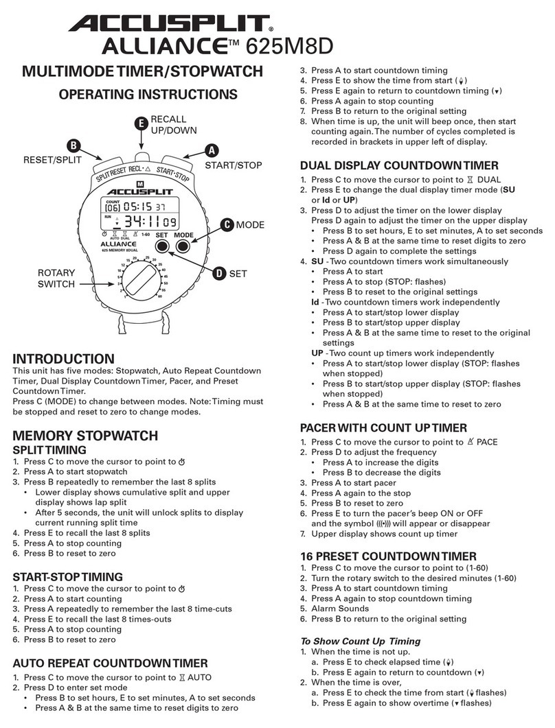 Accusplit Alliance 625M8D User manual Accusplit Alliance 625M8D User manual
