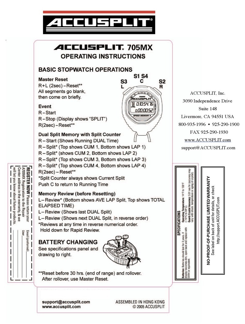 Accusplit 705MX User manual Accusplit 705MX User manual