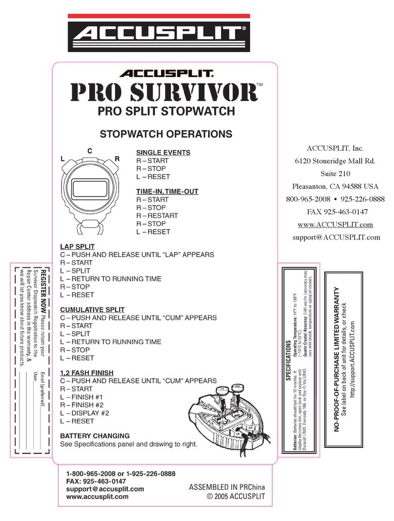 Accusplit Pro Survivor S602XCL Operations