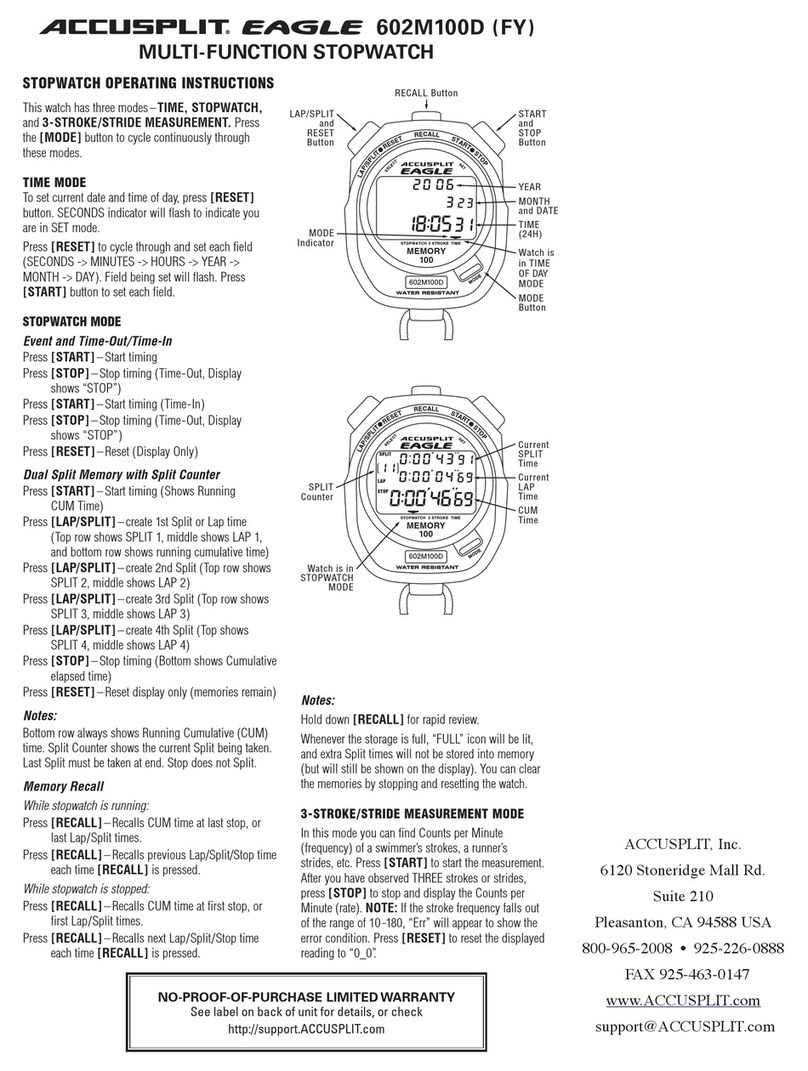 Accusplit Eagle 602M100D operating instructions
