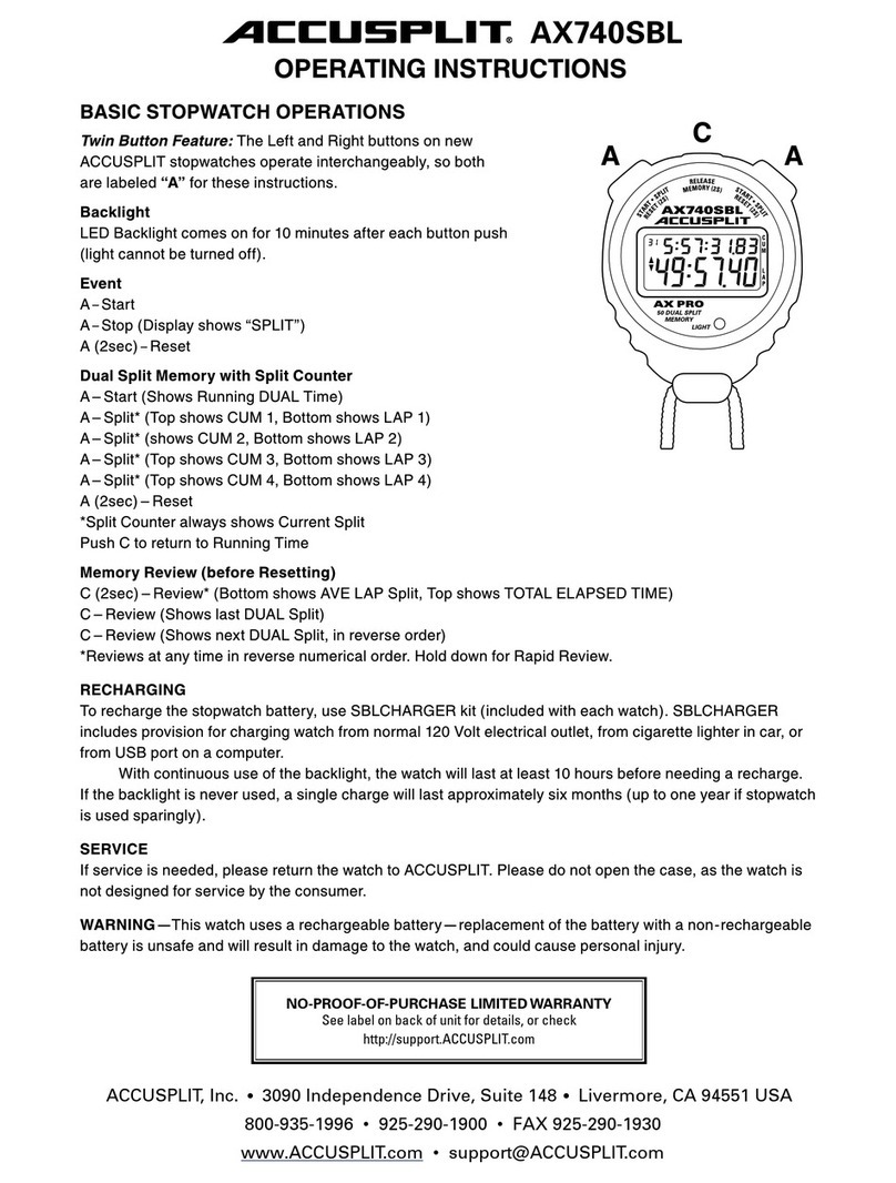 Accusplit AX740SBL User manual Accusplit AX740SBL User manual