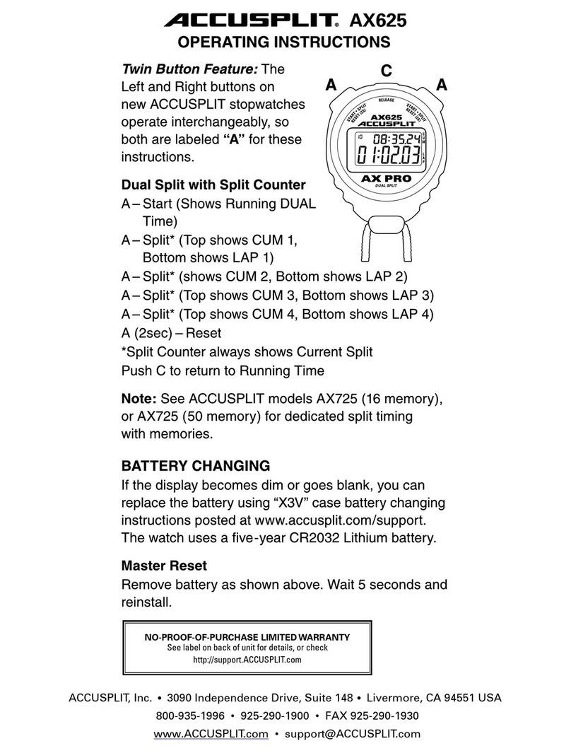 Accusplit AX625 operating instructions