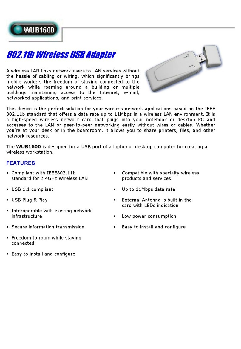 Abocom 802.11b Wireless USB Adapter S WUB1600 Specification sheet