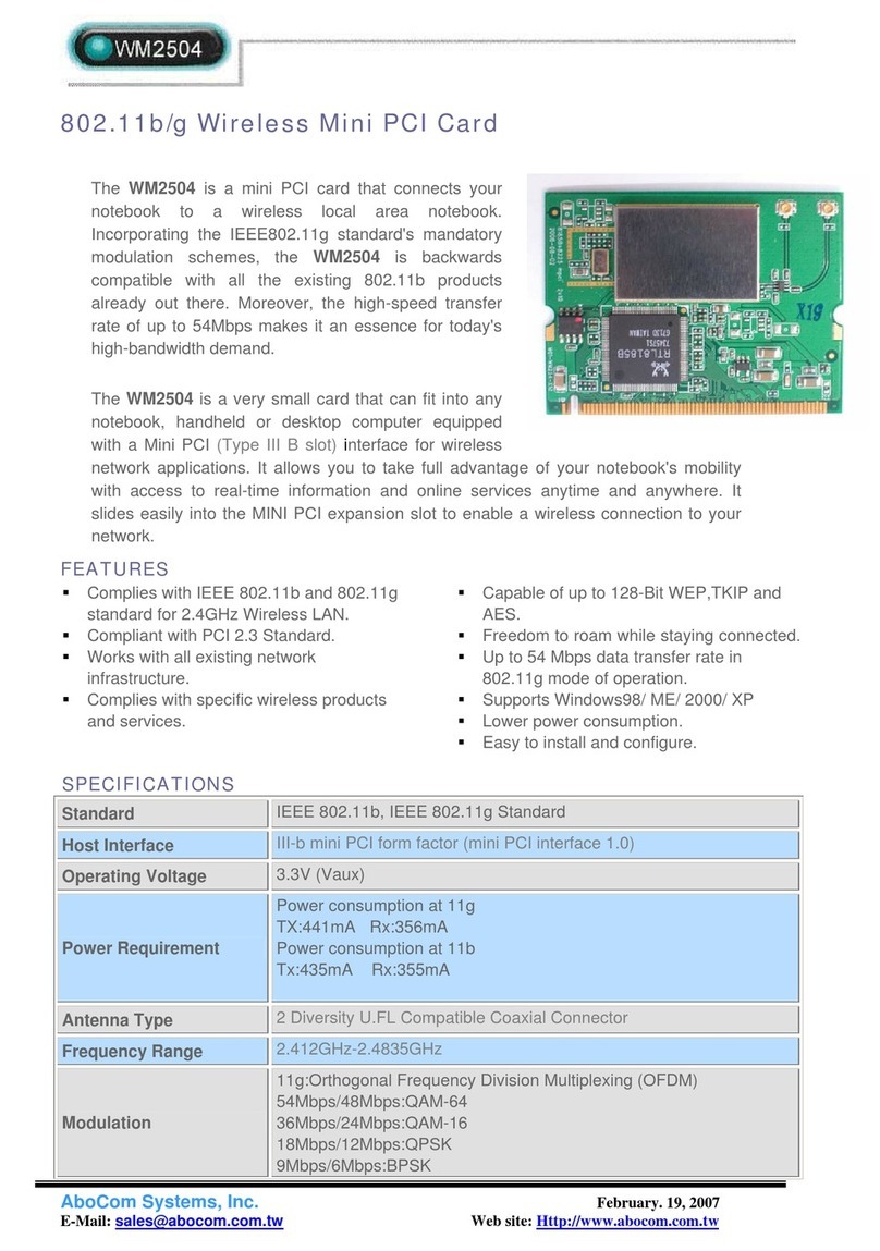 Abocom 802.11b/g Wireless Mini PCI Card WM2504 User manual