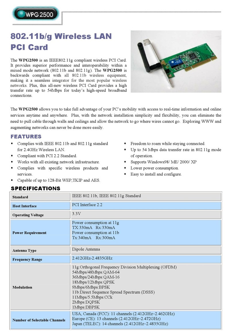 Abocom 802.11b/g Wireless LAN PCI Card WPG2500 User manual