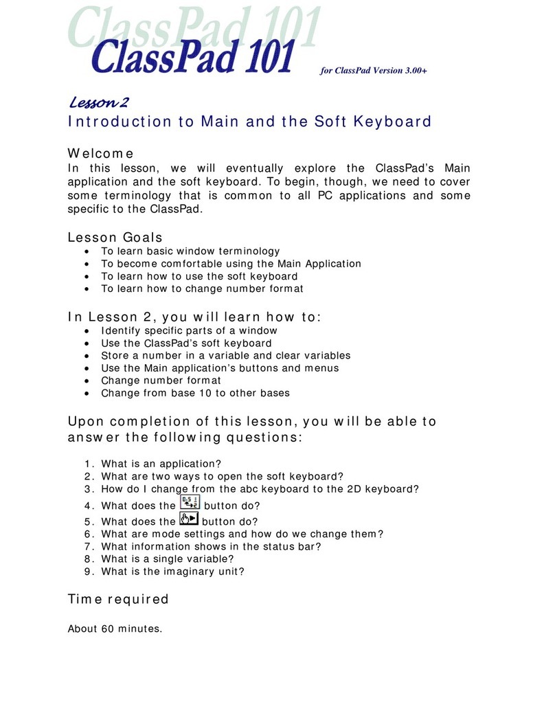Casio ClassPad 101 Introduction manual