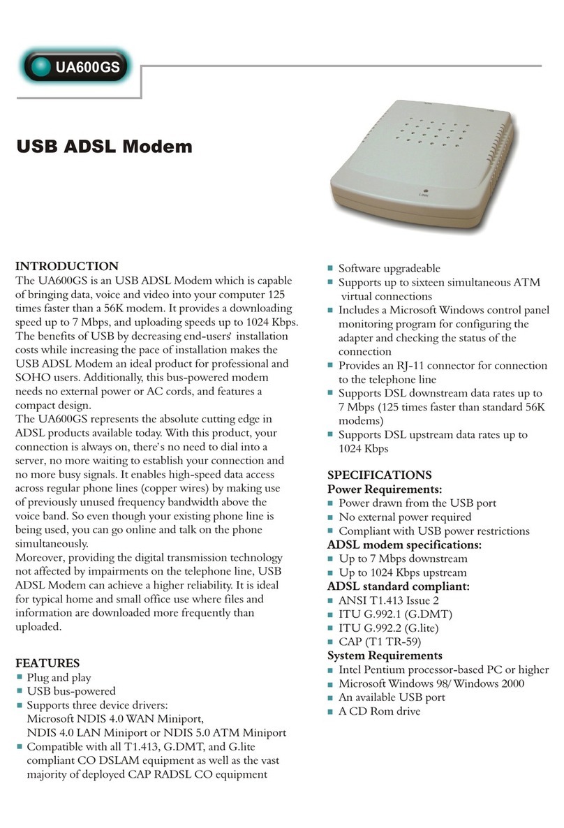 Abocom USB ADSL Modem UA600GS Specification sheet