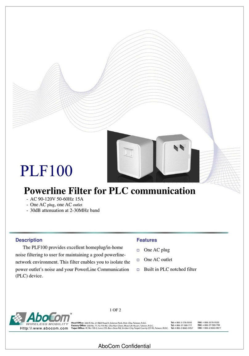 Abocom Powerline Filter for PLC Communication... Specification sheet