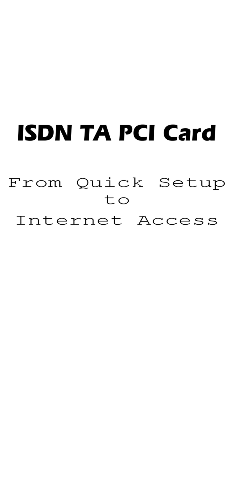 Abocom ISDN TA PCI Card PI128 Specification sheet