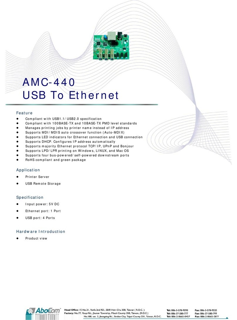 Abocom USB To Ethernet AMC-440 Specification sheet