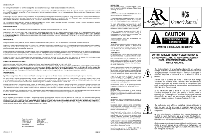 Acoustic Research HC6 owner's manual