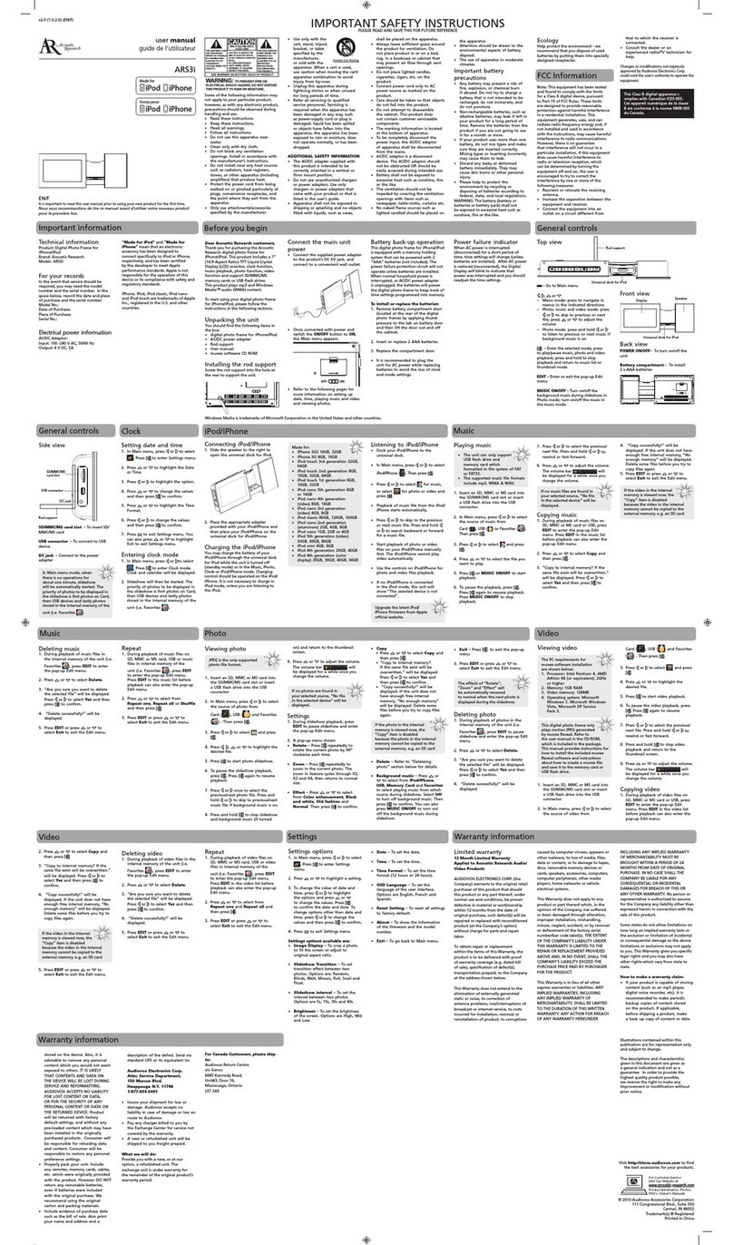 Acoustic Research ARS3I user manual