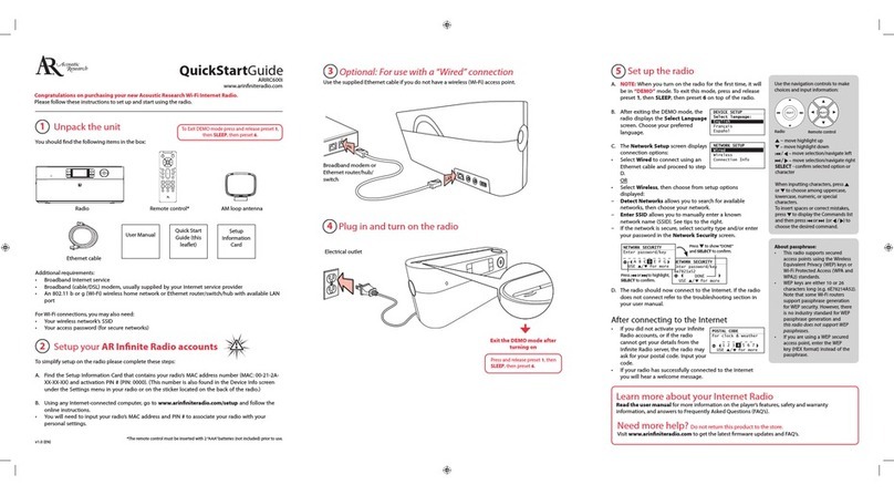 Acoustic Research ARIRC600i User manual