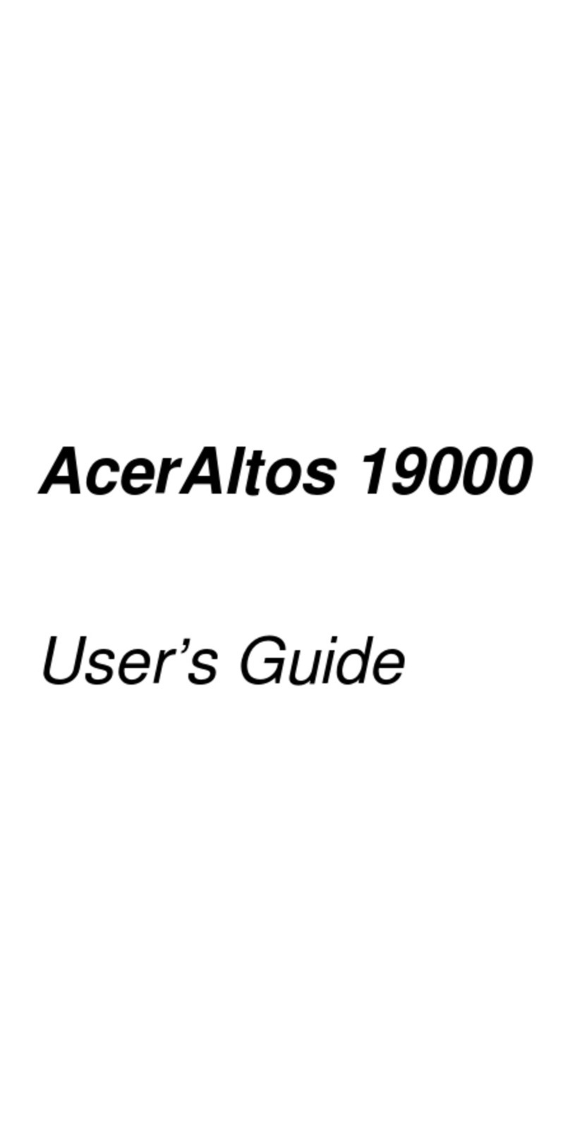 Acer AcerAltos 19000 user guide