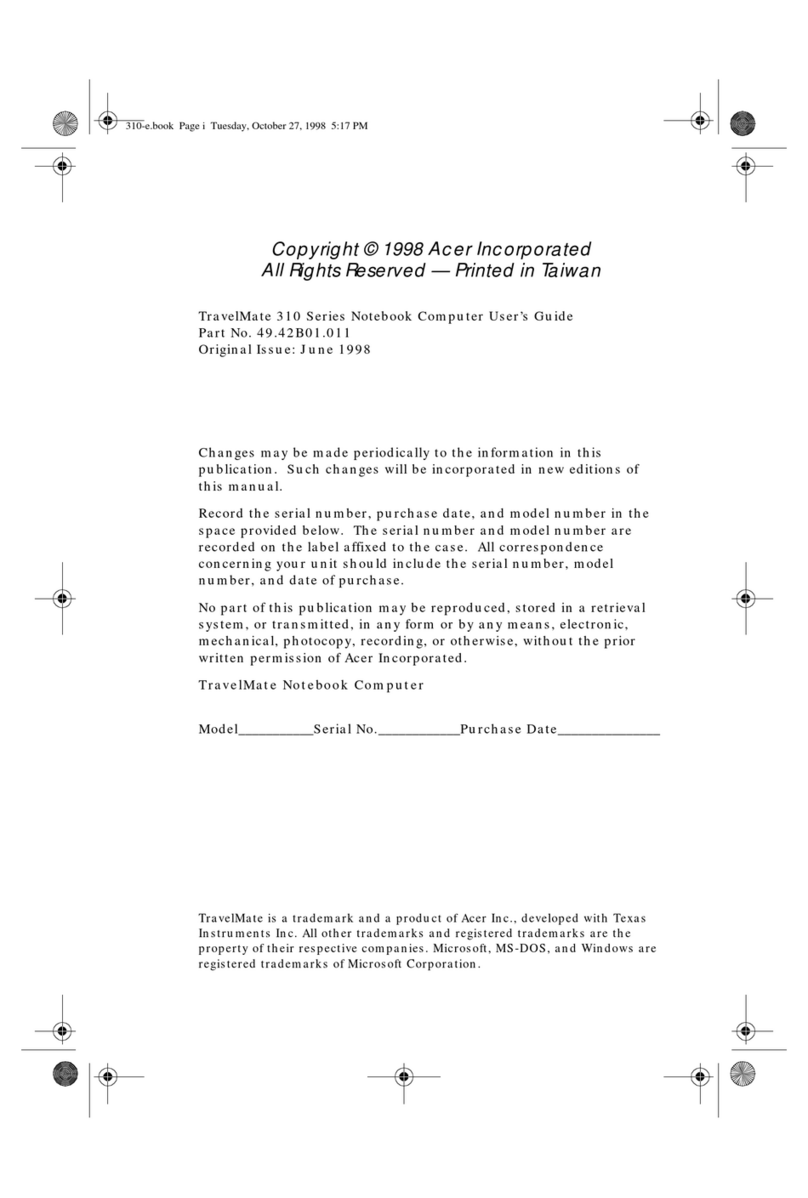 Acer TravelMate 310 User manual Acer TravelMate 310 User manual