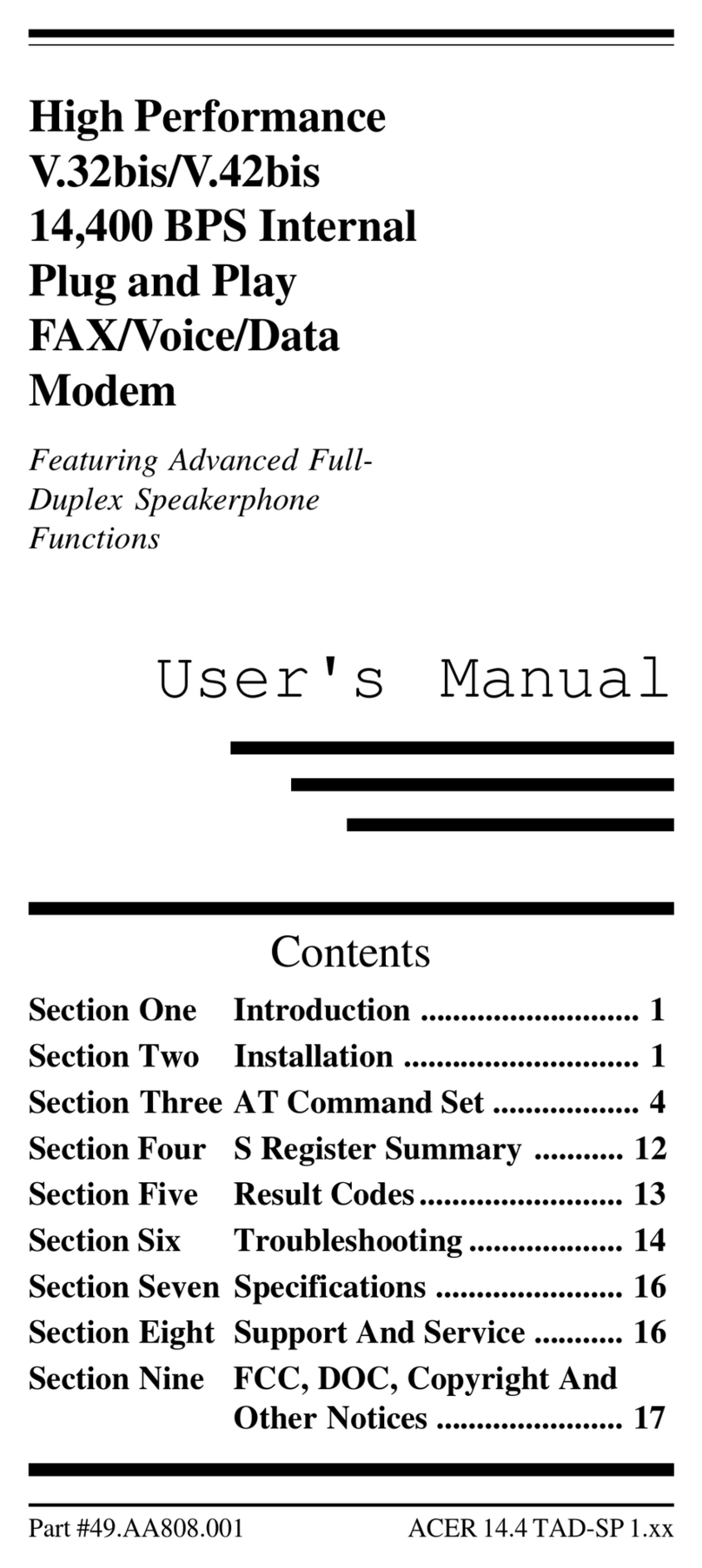 Acer Modemconte user manual