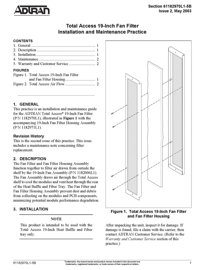 ADTRAN Total Access Total Access 19-Inch Fan Filter Installation and maintenance practice