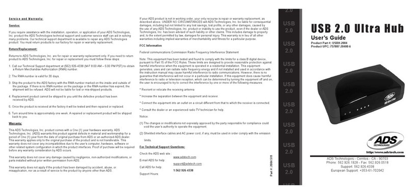 ADS Technologies ADS USB 2.0 Ultra Hub  USBH-2004 USBH-2004 User manual