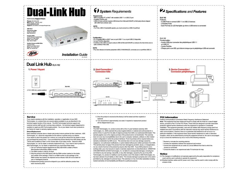 ADS Technologies ADS Dual Link Hub  DLX-182 DLX-182 installation guide