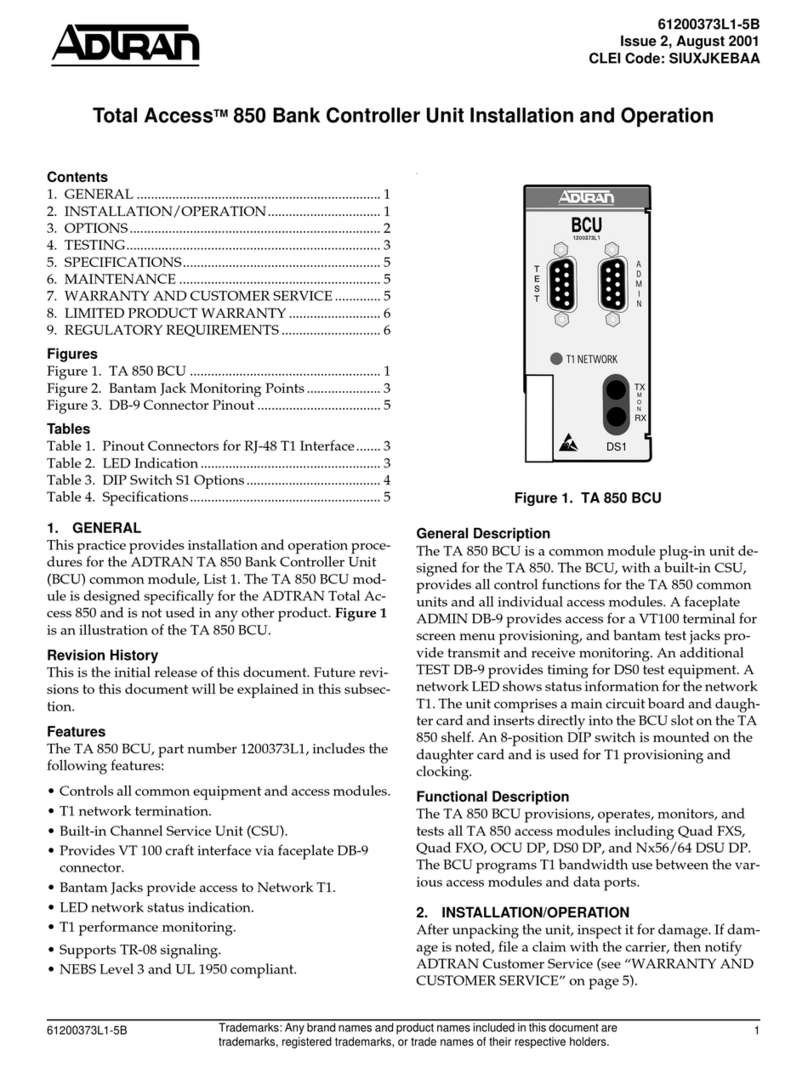 ADTRAN Total Access 850 Installation and operation