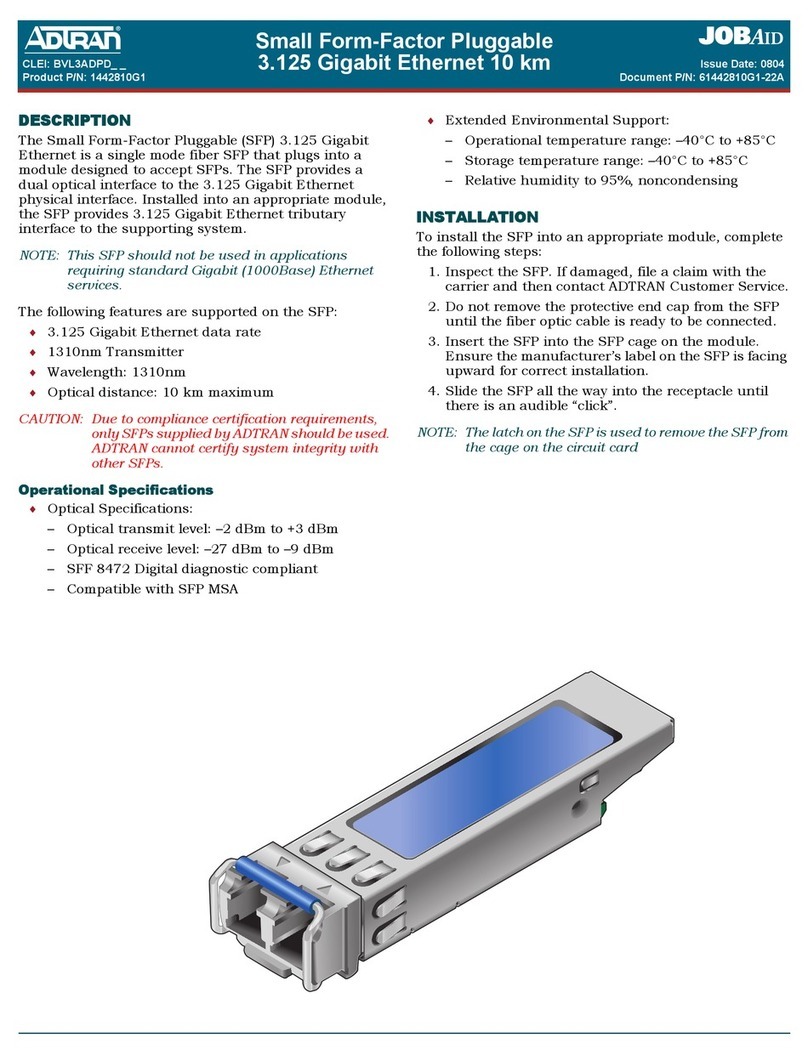 ADTRAN 3.125 Gigabit Ethernet User manual ADTRAN 3.125 Gigabit Ethernet User manual