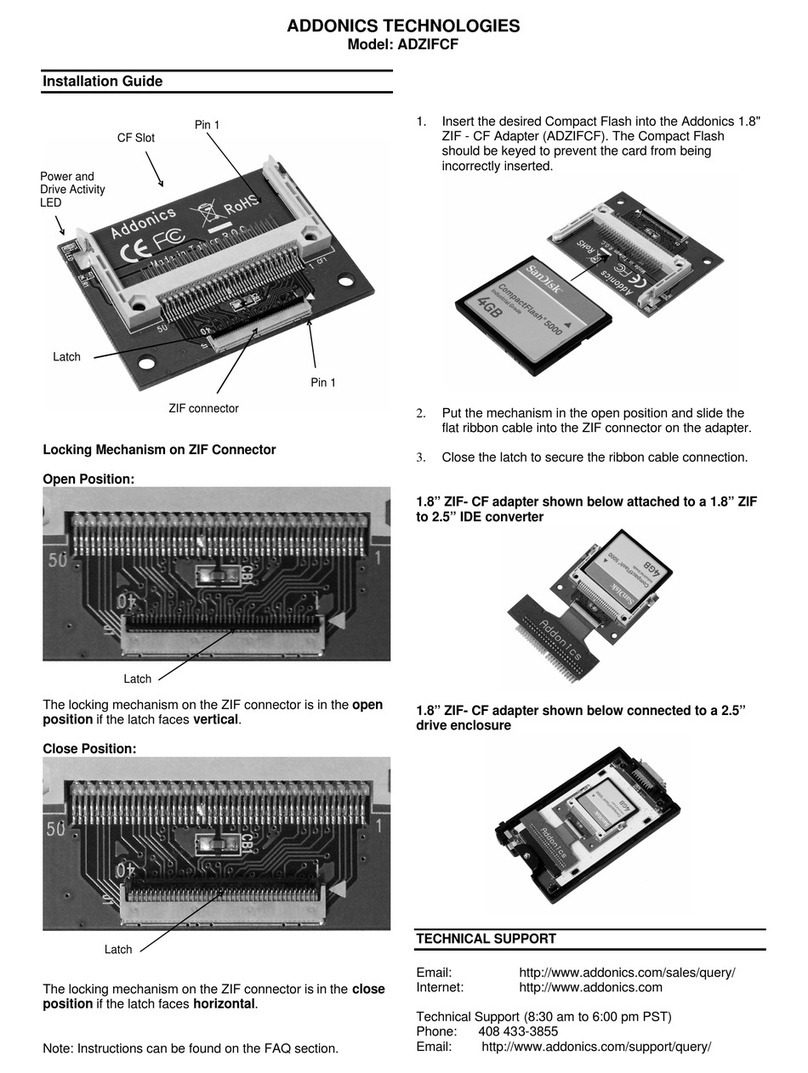 Addonics Technologies Network Adapter ADZIFCF installation guide