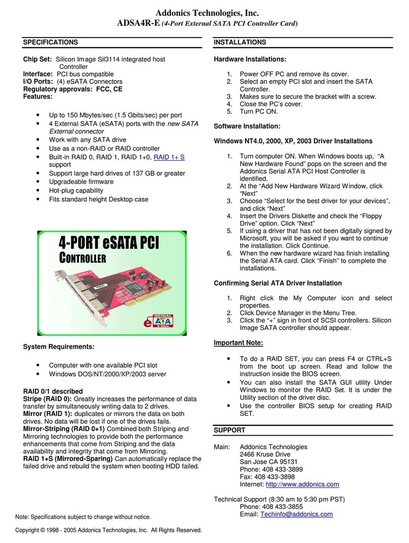 Addonics Technologies ADSA4R-E user manual