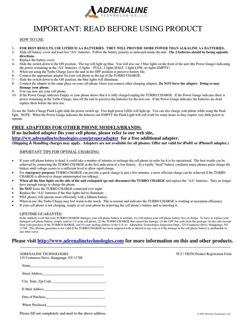 Adrenaline Technologies TURBO CHARGE TC2 user guide