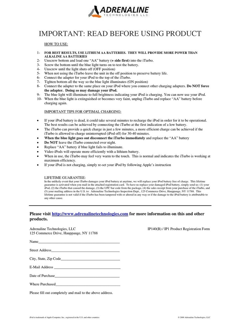 Adrenaline Technologies iTurbo Charge IP1 User manual