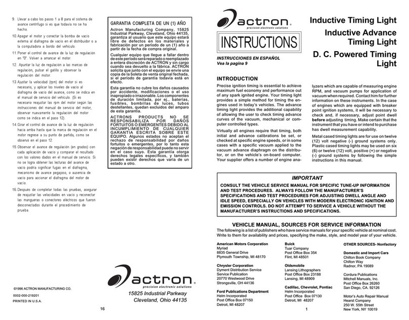 Actron Inductive Timing Light instruction manual