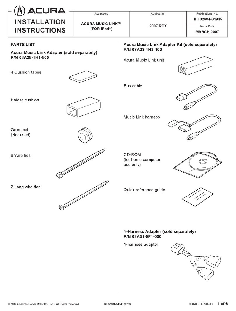 Acura Music Link 2007 RDX iPod Kit installation instructions